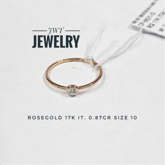 CINCIN EMAS PUTIH KUNING FASHION BEZEL SOLITAIRE ROGEGOLD 17K 750 75% CANTIK MANIS MURAH 1 gr 1 gram