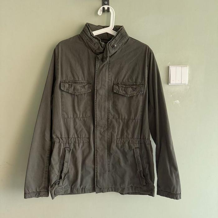 Jaket Parka Pria Vespa merk GAP Original warna Olive/Hijau Army Polos
