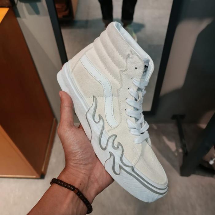 Vans Sk8 Hi Flame Suede White Original Resmi