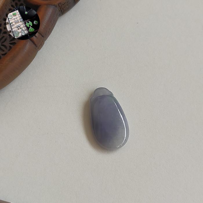Liontin Giok Burma Lavender Oval + sertifikat