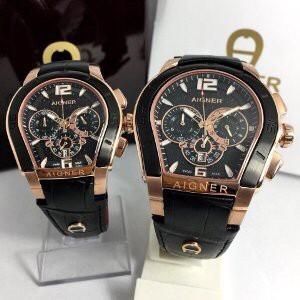 Jam Tangan Couple Aigner Palermo A58500 Super Clone Grade A+ - Black Rosegold