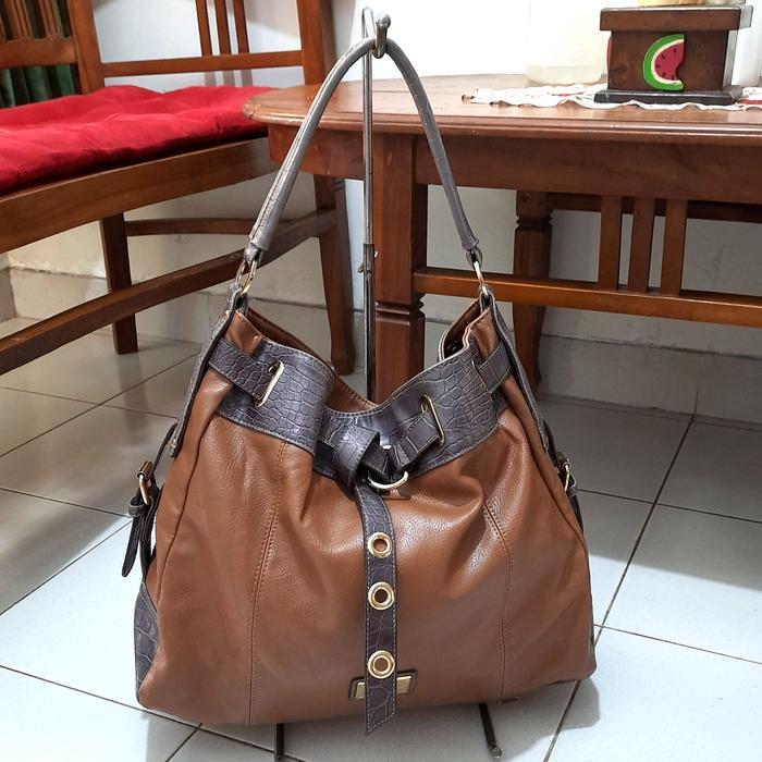 TAS WANITA KULIT ANNE KLEIN NEW YORK SINGA HOBO BAG