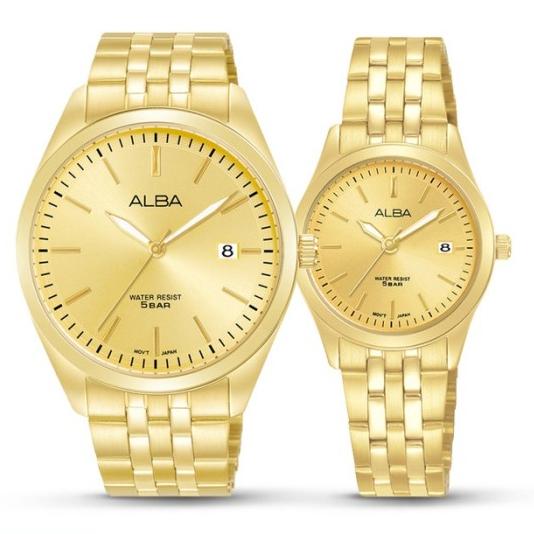 ALBA ORIGINAL JAM TANGAN PRIA DAN WANITA GOLD/EMAS COUPLE ORIGINAL JAM TANGAN ALBA ORIGINAL PASANGAN