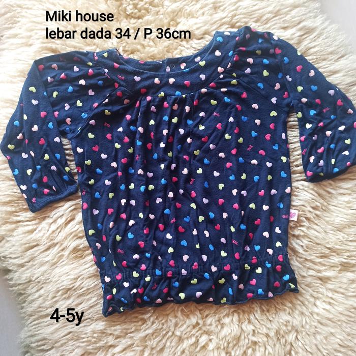 miki house baju anak perempuan atasan lengan panjang katun preloved