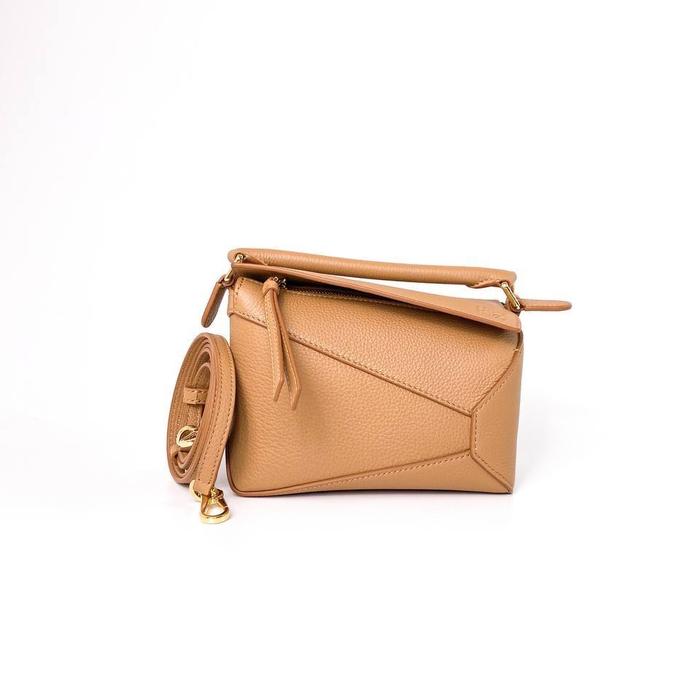 LOEWE Mini Puzzle Edge Bag in Toffee