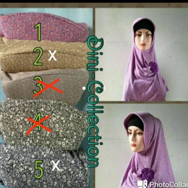 Jilbab instan bergo jersey motif bunga kecil