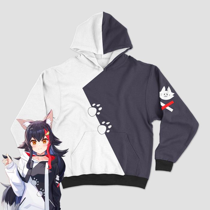 Hoodie Hololive Ookami Mio Fullprint Anime Vtuber Otaku