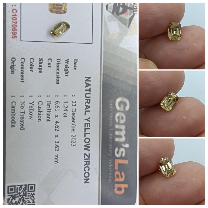 Natural Yellow Zircon 1 ct up Luster Istimewa memo GLI