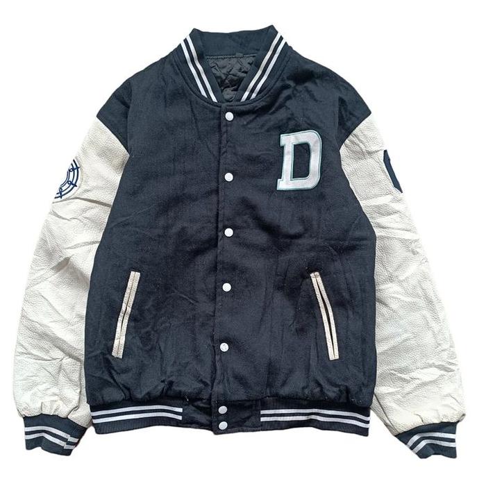Jaket Varsity Import Korea Dongguk Lengan Kulit Size L