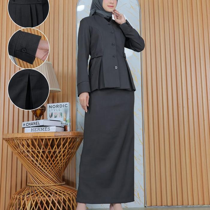blazer wanita seragam kantor abu seragam dinas guru baju kantor guru seragam Pemda baju guru abu