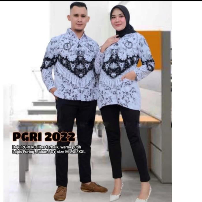 PGRI Seragam Baju Batik PGRI Guru Resmi Lapis Furing Pria dan Wanita 100% Katun Panjang Size S-XXL K