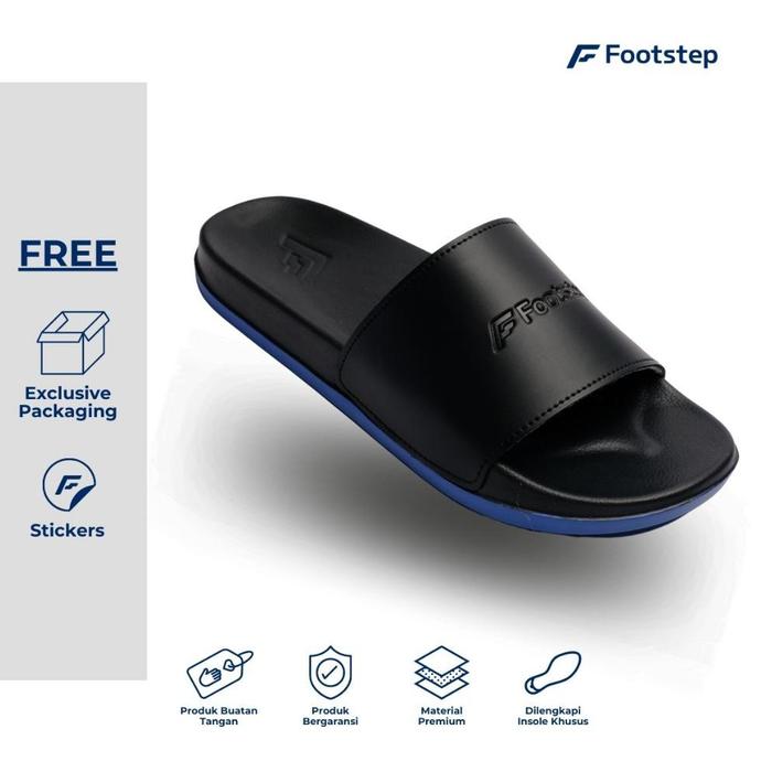 Terlari Footstep Footwear Sandal Pria Slide Neon Royal Blue Original