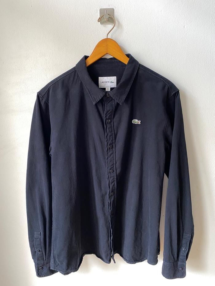 KEMEJA OXFORD LACOSTE SIZE XL HITAM SECOND PRELOVE
