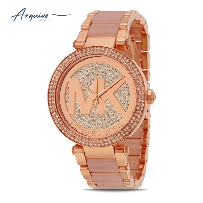 Jam Tangan Michael Kors Wanita Parker Rose Gold Mewah Original MK6176