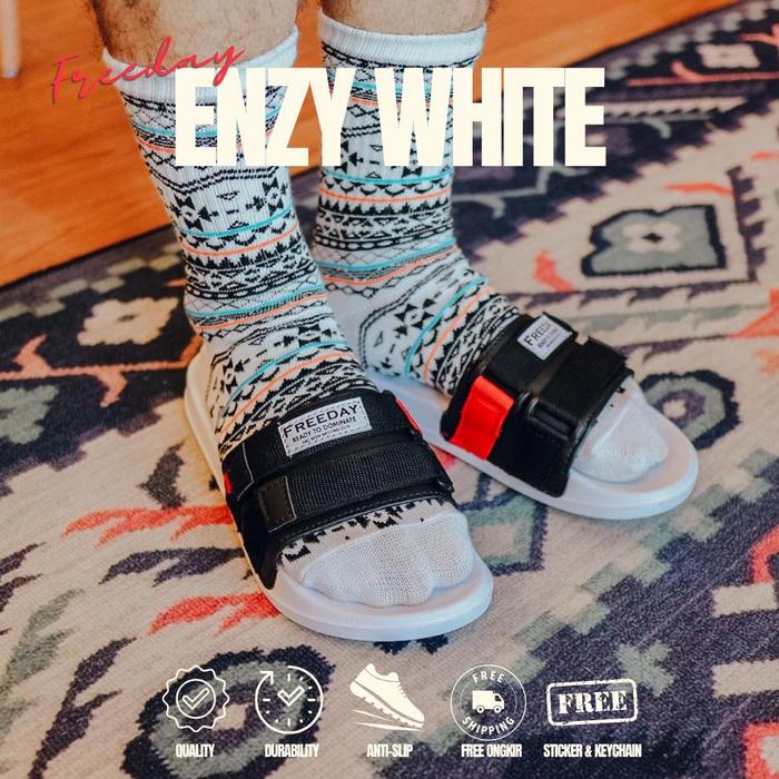 Promo Sale Sandal Slides Freeday Enzy White Series Sendal Distro Pria