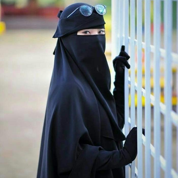 cadar poni jetblack dan warna premium sifon silk niqob purdah burka burdah niqab Muslim Hitam