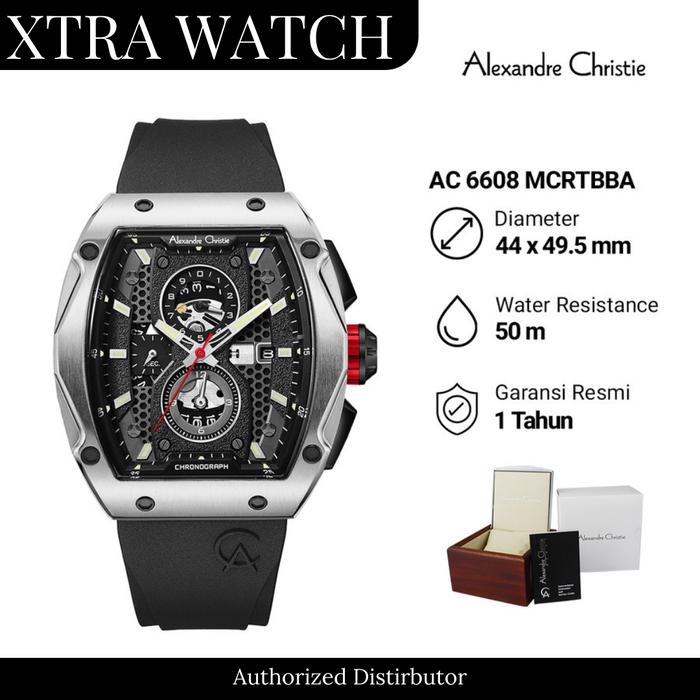 Jam Tangan Pria AC Alexandre Christie 6608 Original Chronograph - Black Silver