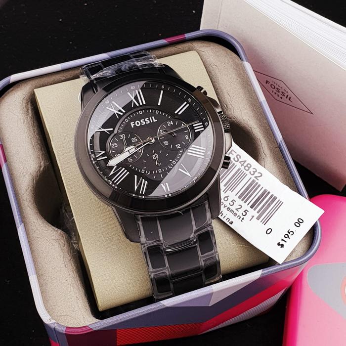 Jam Tangan Pria FL Gr*nt FS4832 Chronograph Black Steel