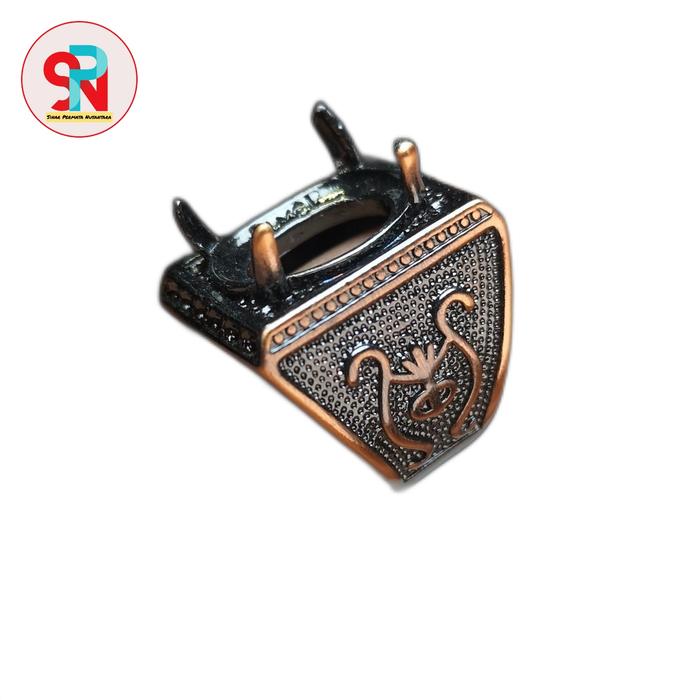 Ring emban cangkang bahan tembaga cincin batu akik