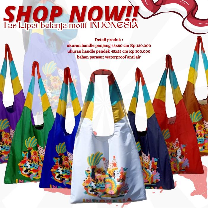 tas belanja lipat jumbo parasut model modern travel multifungsi kantong menempel reusable shopping b