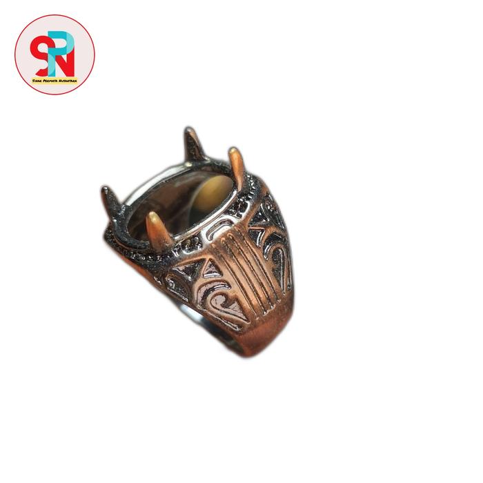 Ring emban cincin batu akik bahan tembaga mewah elegan