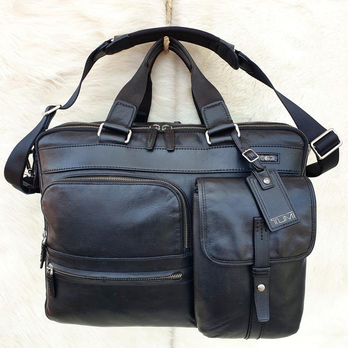 Tas Tumi Kantor Pria Selempang Handbag Briefcase Travel Bag Kulit Asli Hitam