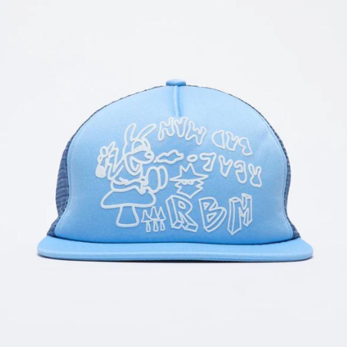 REAL BAD MAN DELIVERED RANCE TRUCKER CAP BLUE