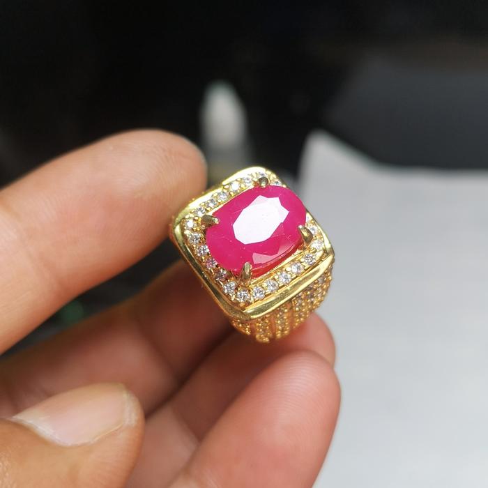 Natural Rubi ring Alpaka micro setting
