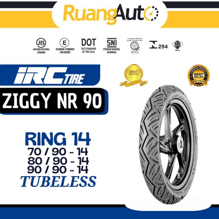 Ban Motor IRC ZIGGY NR90 (Tubeless) Ukuran 70/90 80/90 90/90 - Ring 14