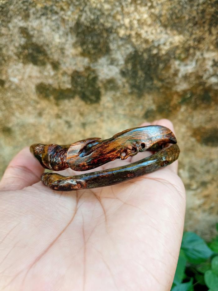 BK-Gelang Akar Bahar Brahma Natural Batik Ukir Kujang