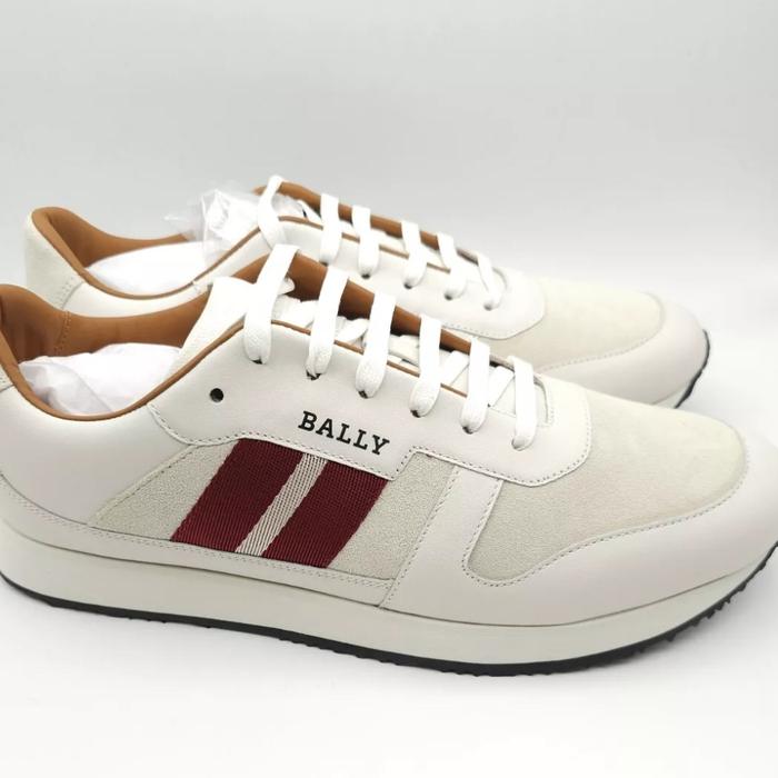 Bally Sprinter Calf Plain Leather Suede Sneaker Shoes White