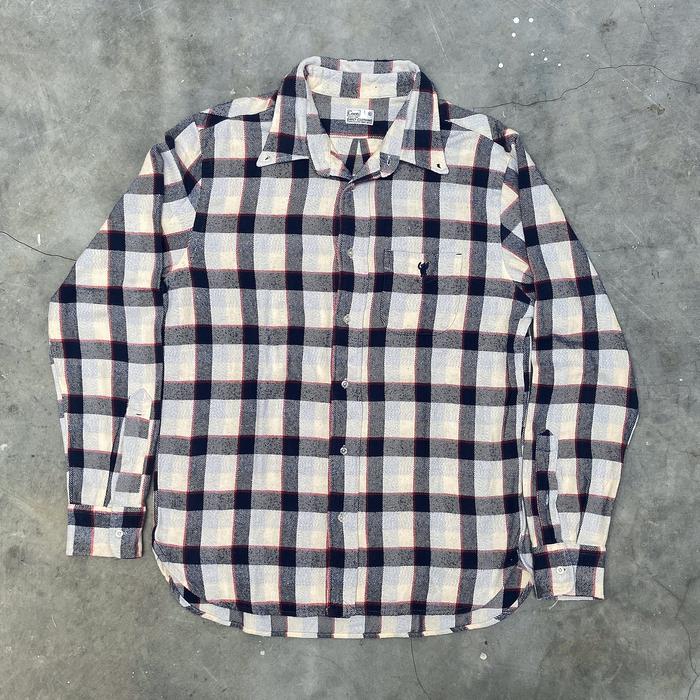 Thrift | Coen White Cream flannel Shirt Kemeja Flannel Kotak Branded Second Bekas