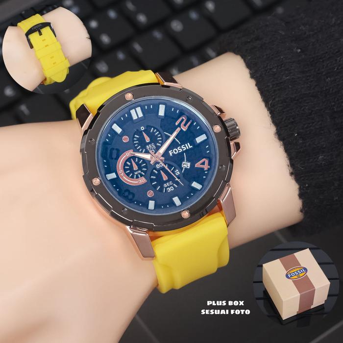 Jam Tangan Pria FOSSIL Original Strap Rubber Tggl Tahan air