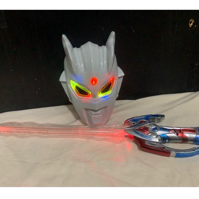 mainan pedang topeng ultraman zero lampu led suara ULTRAMAN ROSSO ZERO ULTRAMAN GINGA LED SUARA