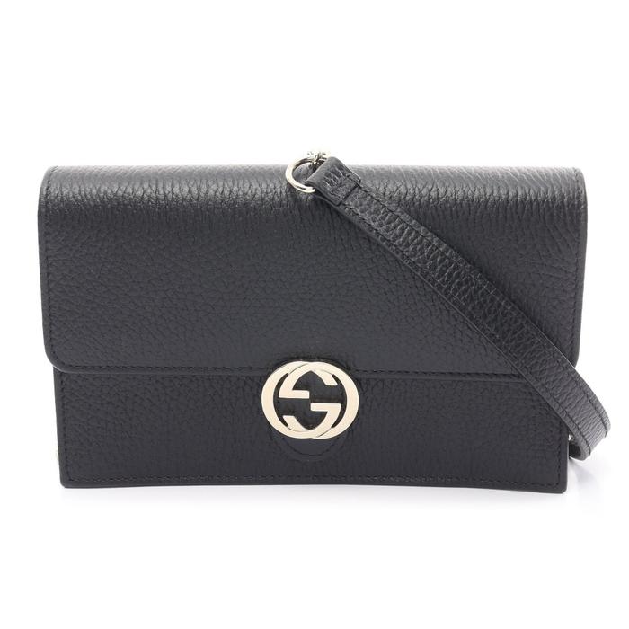 Gucci Preloved Interlocking G Chain Wallet Black Leather