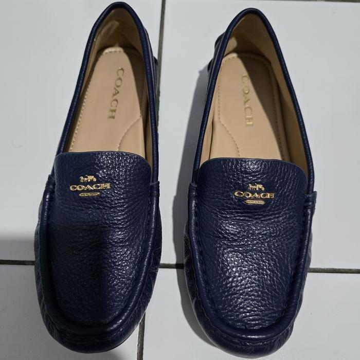 sepatu wanita flat shoes coach original navy