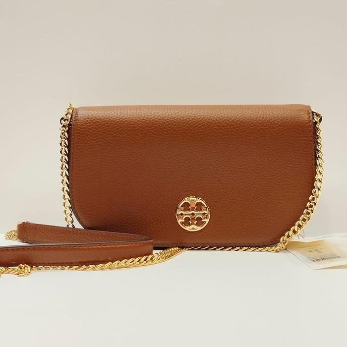 T*ry B*r*h CHELSEA moose Leather Convertible Crossbody Purse Shoulder Bag 153566  Length: 8.5" (24.8