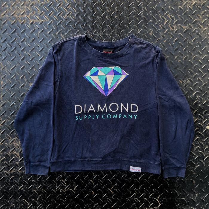 Thrift | Diamond Supply Navy Sweatshirt Crewneck Vintage Biru Berlian Branded Second Bekas