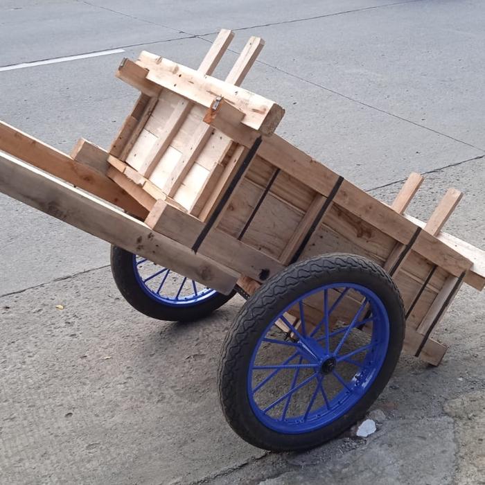 gerobak kayu proyek ban motor murah