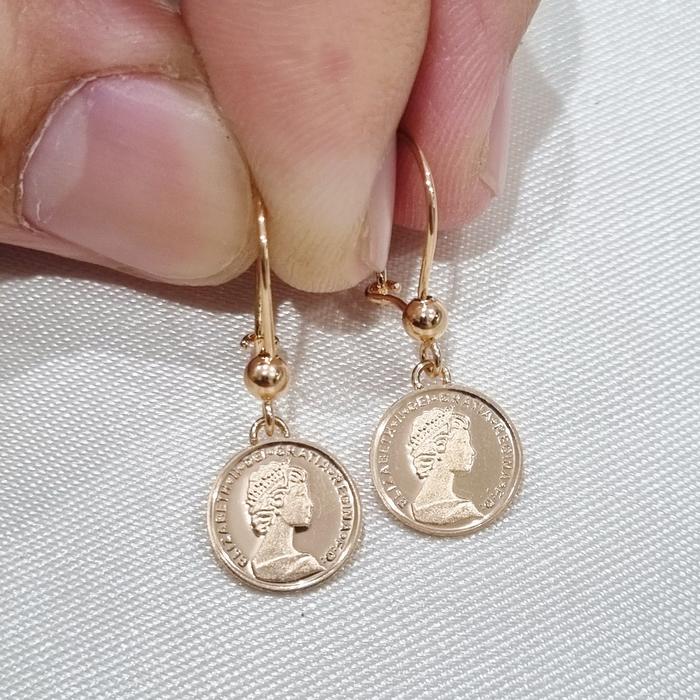 8K / 1.25 gr / 2.7 cm - Anting Kawat Koin Emas Muda Asli Kadar 375 - B10