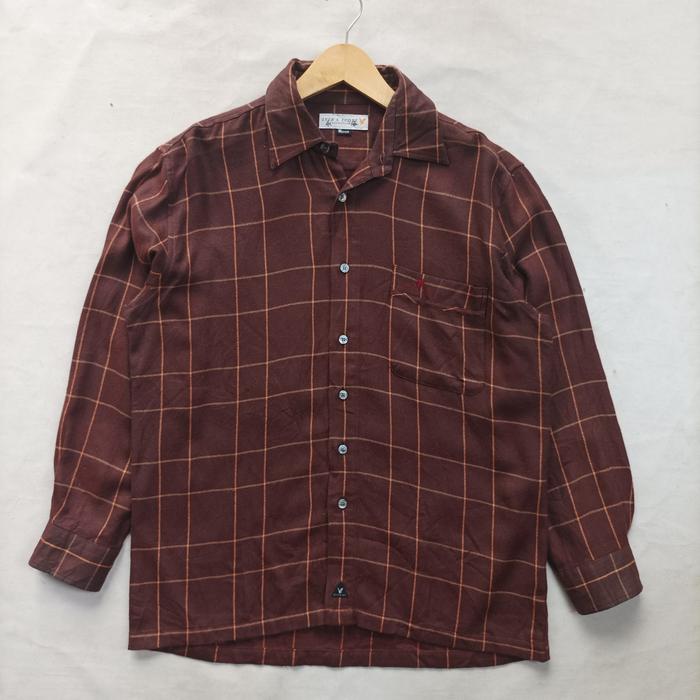 kemeja Lyle Scott brown plaid  flannel  shirt casual outer