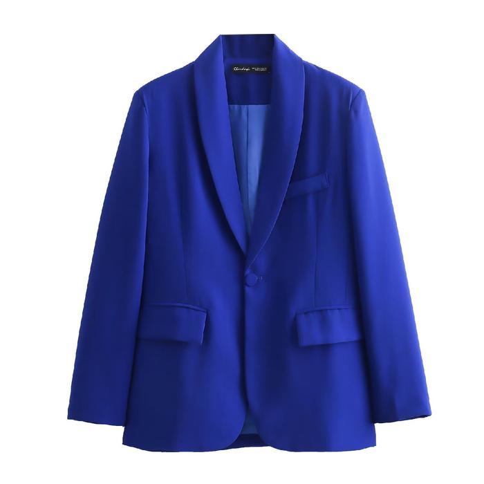 Blazer Wanita Polos Warna Biru Blue Informal Koran Basic Blazer