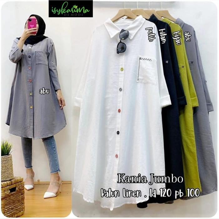 Kania long Tunik jumbo bhn katun premium ld 120 pj 100