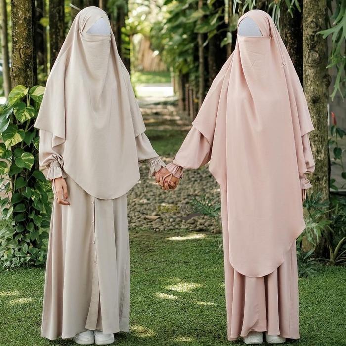 Ready SOAPNUT Set Setelan Gamis Lovely Zauhara Fk French Khimar Cadar Instan Wanita Dewasa Muslimah
