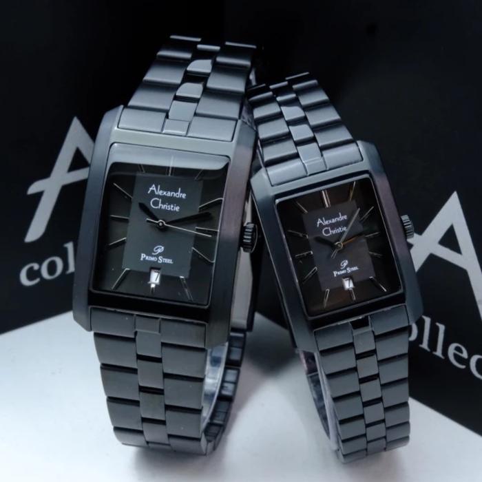 ALEXANDRE CHRISTIE AC 1019 FULL BLACK AC1019 SEPASANG ORI STAINLESS