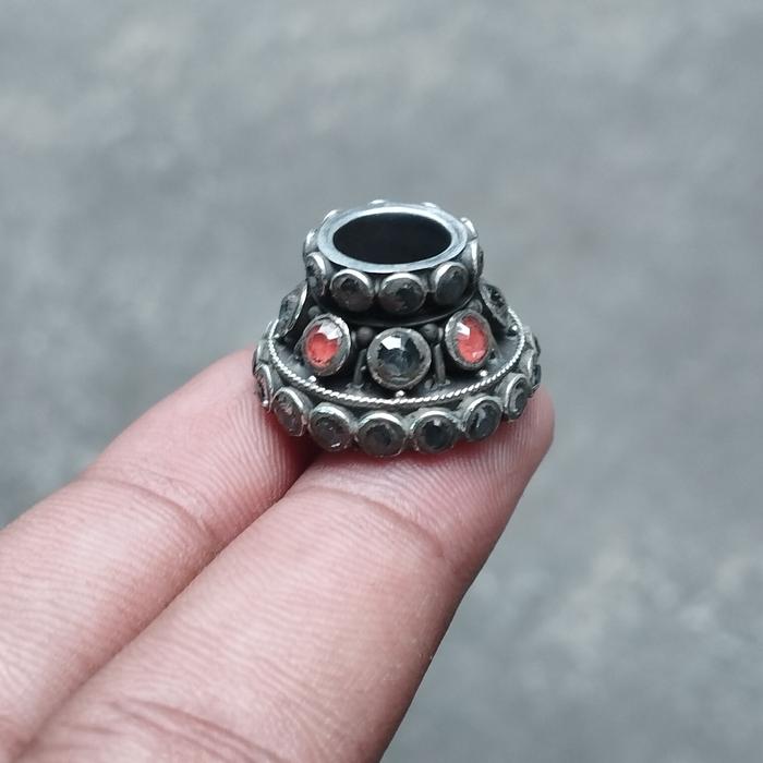 menda keris model susun bahan perak mata batu yakut