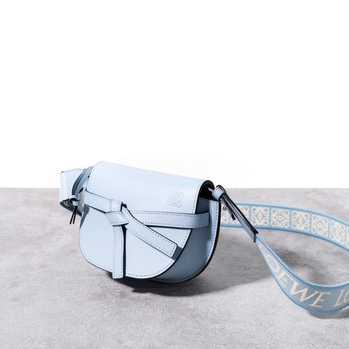 LOEWE Mini gate dual bag in soft calfskin jacquard Dusty Blue
