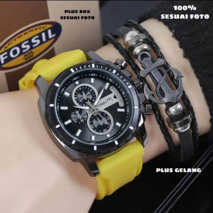 JAM TANGAN PRIA FOSSIL ORIGINAL ANALOG STRAP RUBBER TGGL WATERPROOF