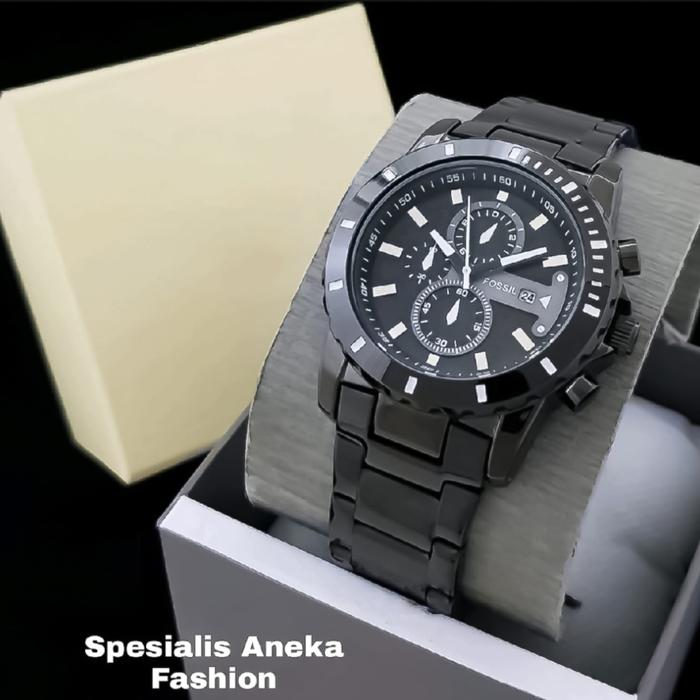 jam tangan pria FOSSIL original analog tanggal  rantai stainlees steel