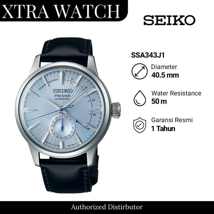 Jam Tangan Pria Seiko Presage SSA343J1 Cocktail Time Automatic Original - Tali Kulit - Black Ice Blu